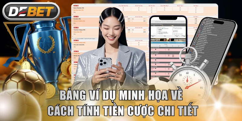 Bảng ví dụ minh họa về cách tính tiền cược chi tiết